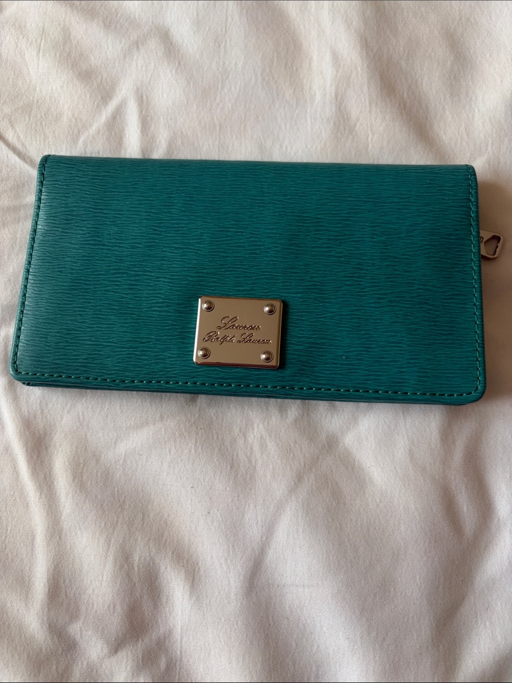 Lauren Ralph Lauren Teal Saffiano-Textured Continental Wallet